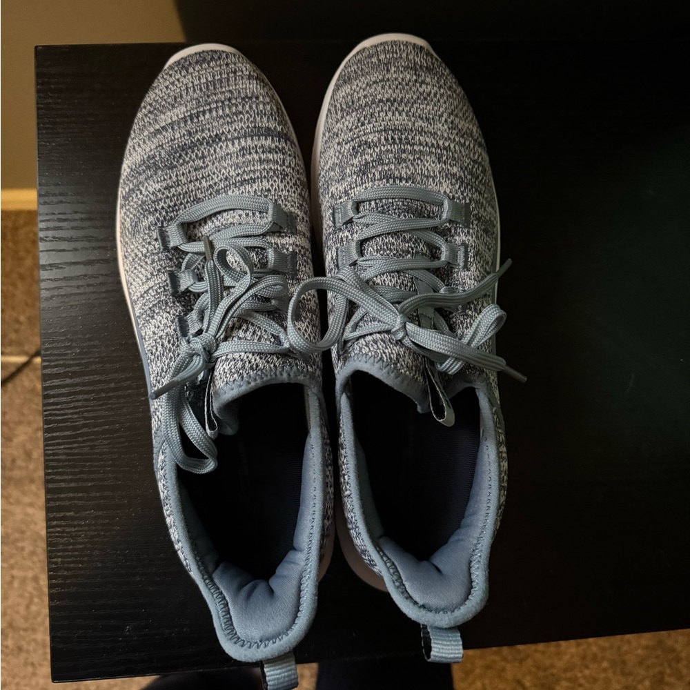 Light Blue Knit Lace-Up Sneakers